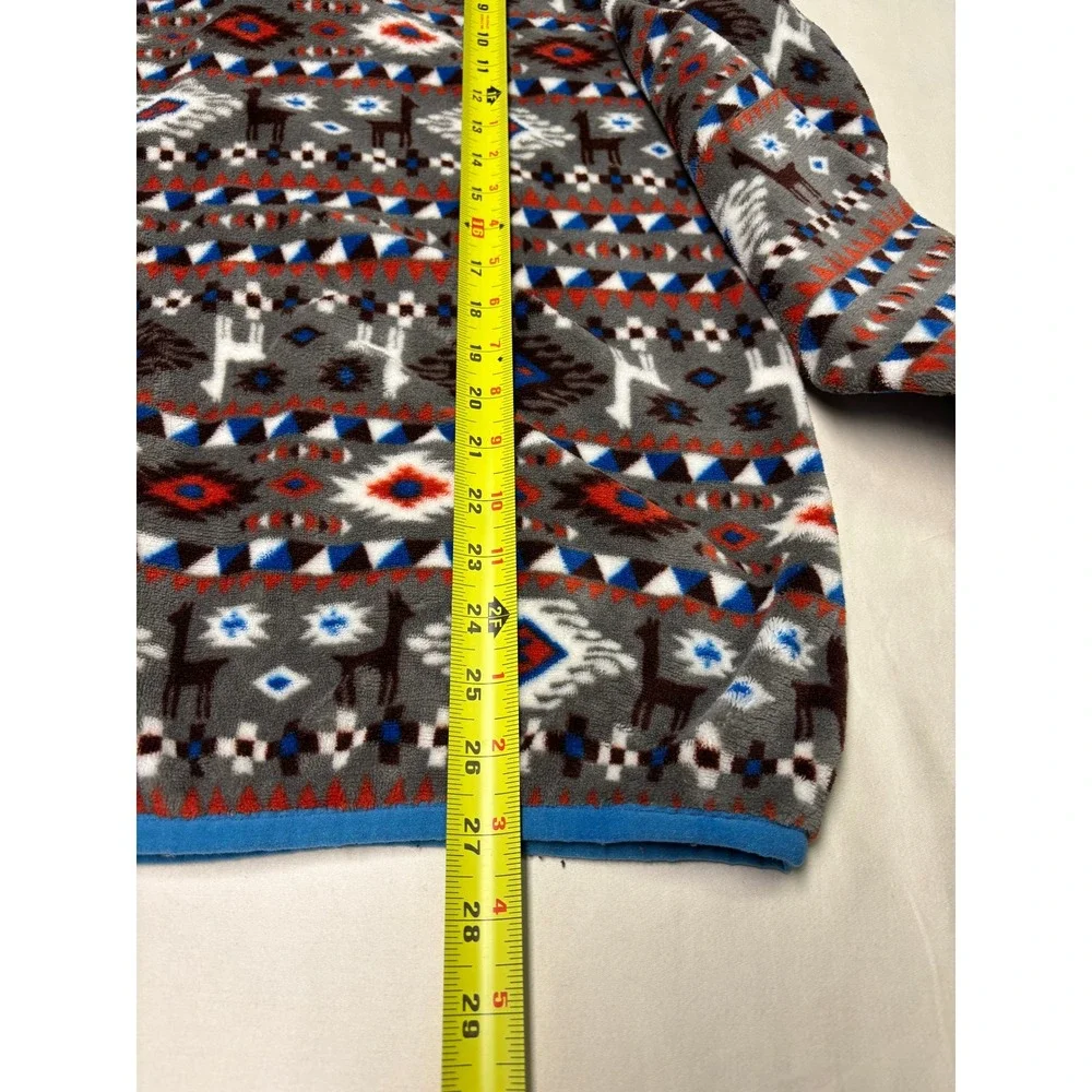 Southern Marsh Aztec Llama Fleece Quarter Zip Pullover Mens Gray Blue Multicolor
